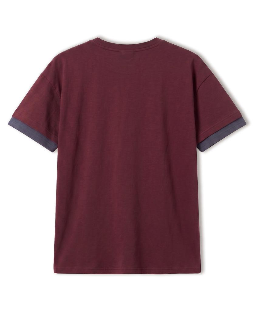 VANNWORKS [Crop] Layered Roll-Up Short Sleeve T-Shirt (Vs0301) Burgundy