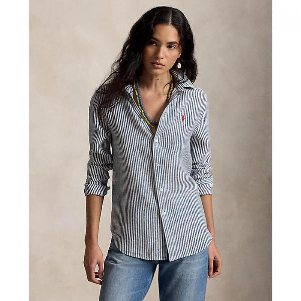 Polo Ralph Lauren Women S claSSic Fit Stripe Linen Shirt wmpoShtndo21213410 XS