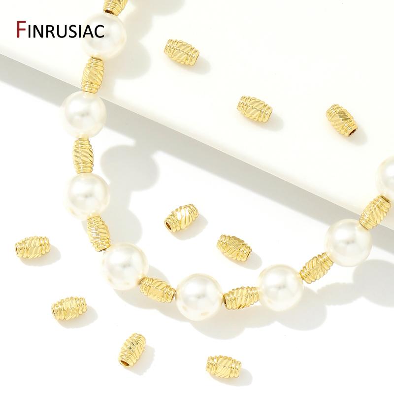 18K Gold Plated Brass 3.3mm*5.4mm Oval Cylindrical Spacer Beads,Separators For Bracelet,DIY Bracelet Necklace Making Accessories