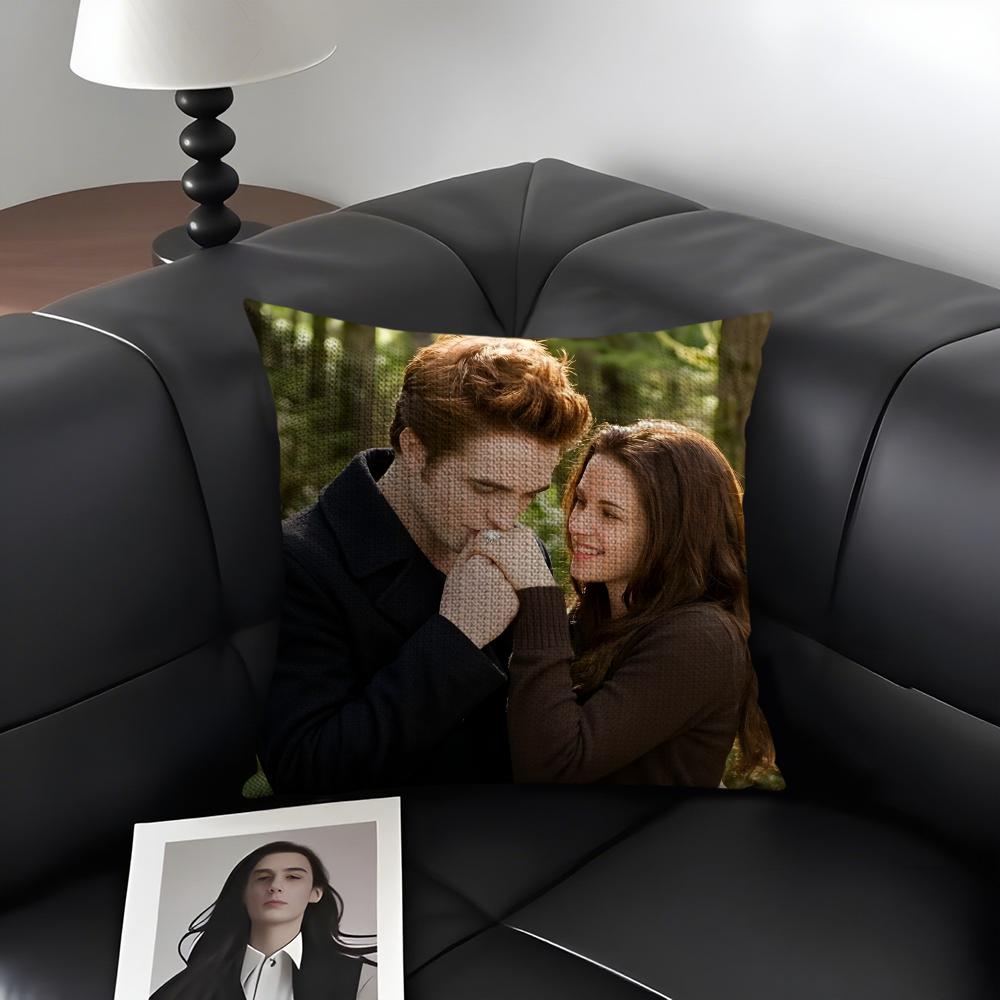 TTwilight Film Kissenbezug Natürlicher Leinen Bio-Stoff Doppelseitiger Druck Sofa Heimdekoration Geschenk Kissenhülle