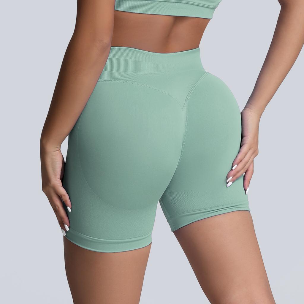 Seamless Matte High Waisted Yoga Shorts, Cinching And Lifting Hips, Tight Fitting Women'S Fitness Pants, Worn As Outerwear Running Shorts