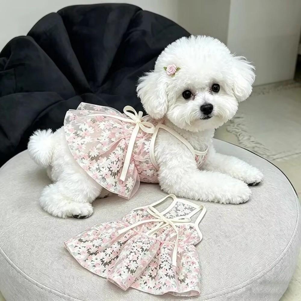 Comfortable Breathable Dog Dress Floral Print Pet Vest Cute Puppy Dress Dogs Cats