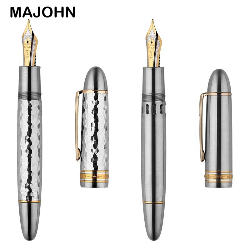 MAJOHN Ti-P141 Titanium Alloy Piston Fountain Pen Metal Hammer Pattern Version Fountain Pen School Office Supplies Stationery