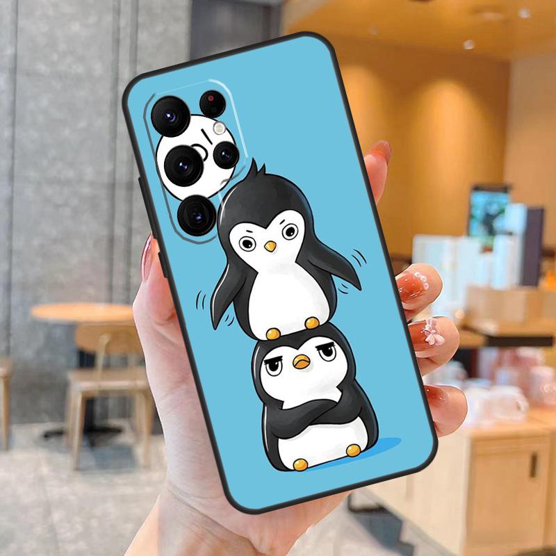 Cute Cartoon Penguin Phone Case For Samsung Galaxy S25 S23 S22 S21 S20 S24 Ultra S9 S10 Plus S25 FE Back Cover