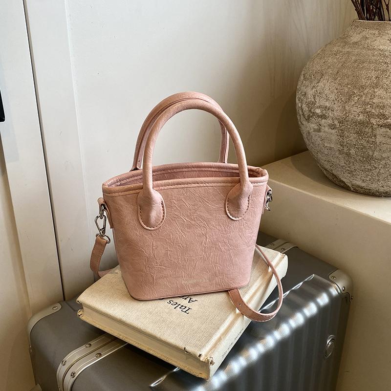 Summer Portable Small Bag Women 2025 New Simple Solid Color Bucket Bag Versatile Shoulder Messenger Bag One Piece Delivery