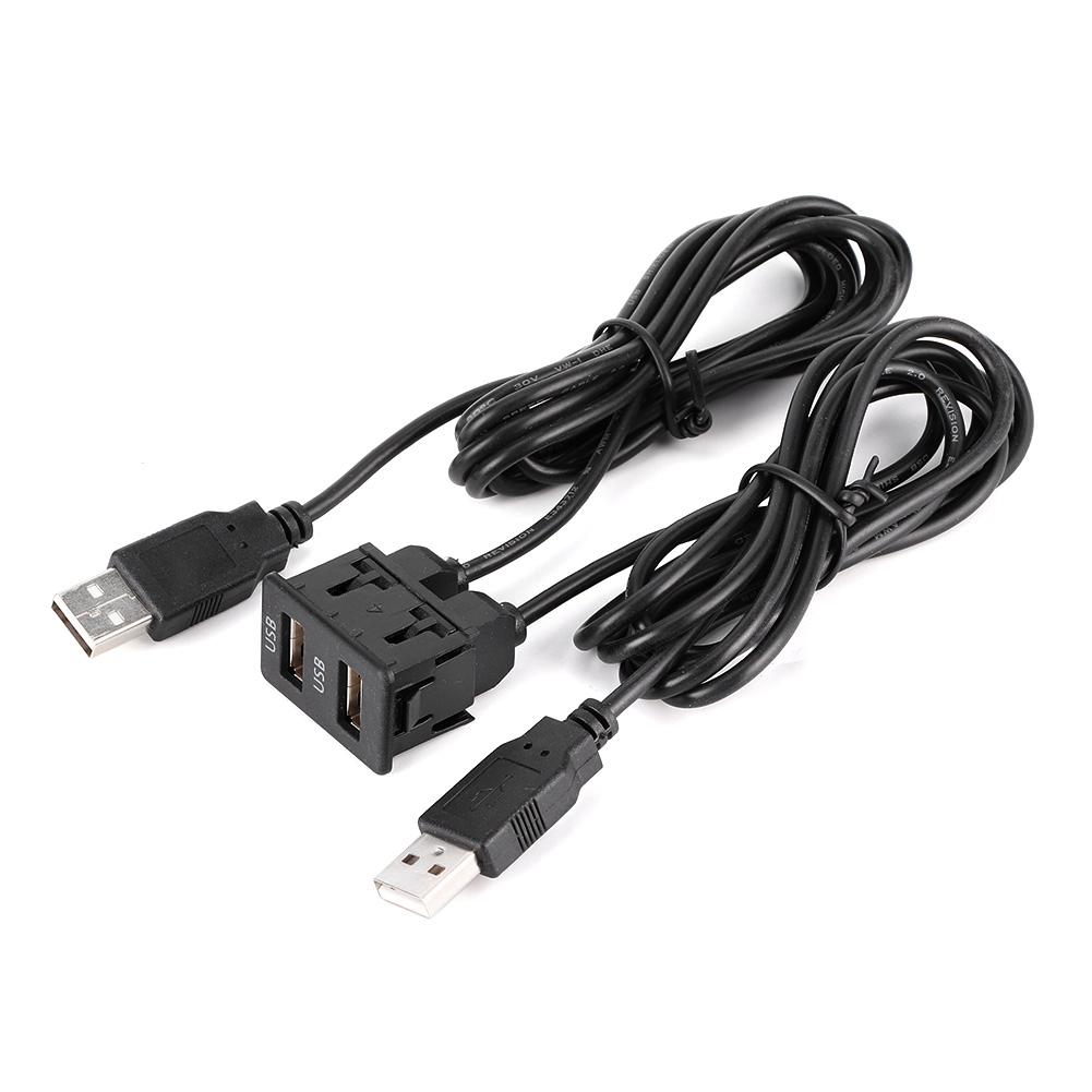 1.5m Dashboard Cable Adapter 2 Port Car Mount Flush Cord for Truck Boat