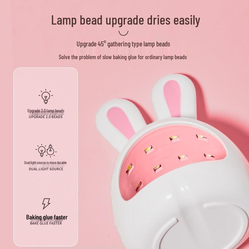 Adorable Rabbit Nail Art Mini Gel Lamp - Quick-Drying LED, Protects Hands, Perfect for Home Use