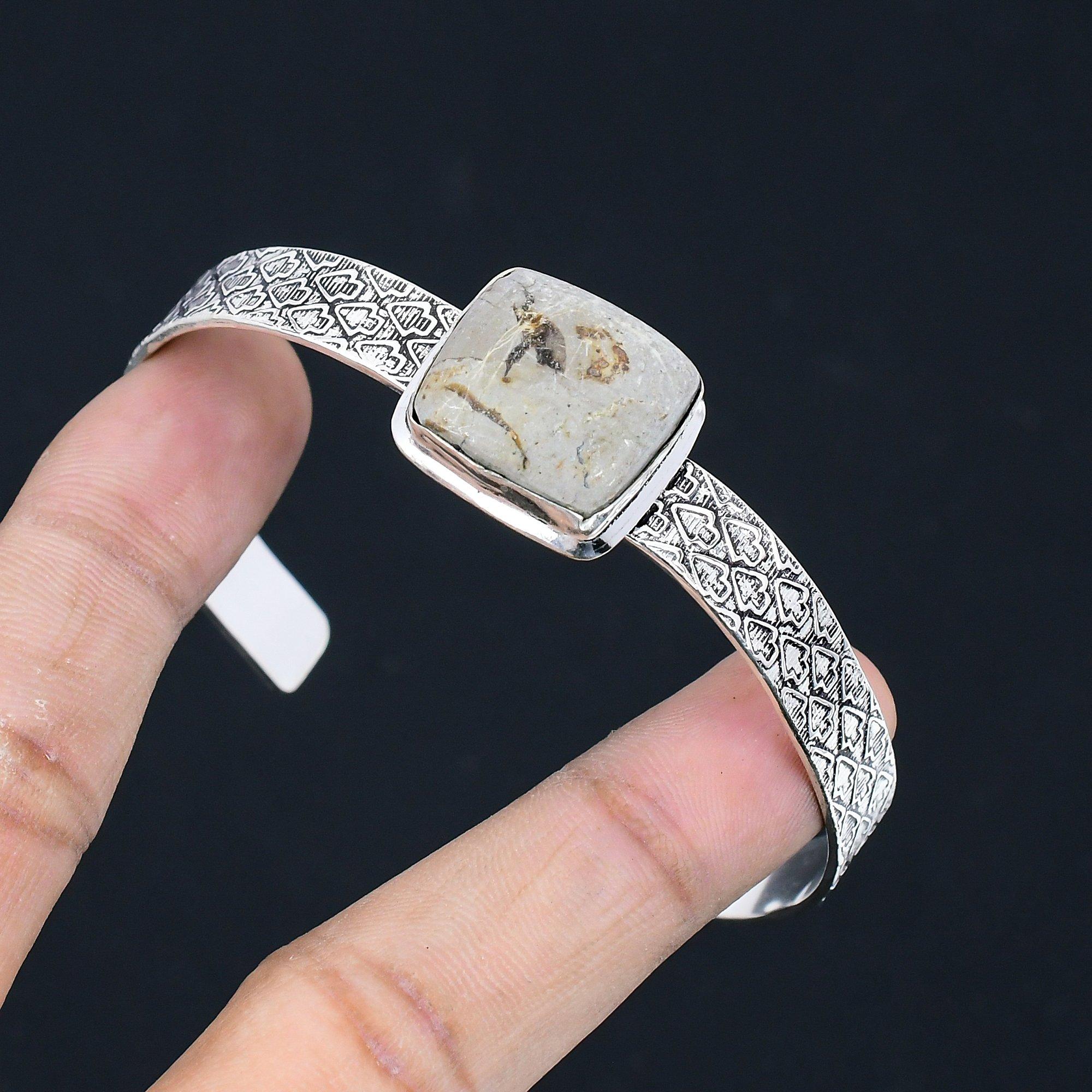 

Предложение ко Дню сестер Браслет для помолвки из стерлингового серебра 925 пробы с септариевым камнем Adjustable