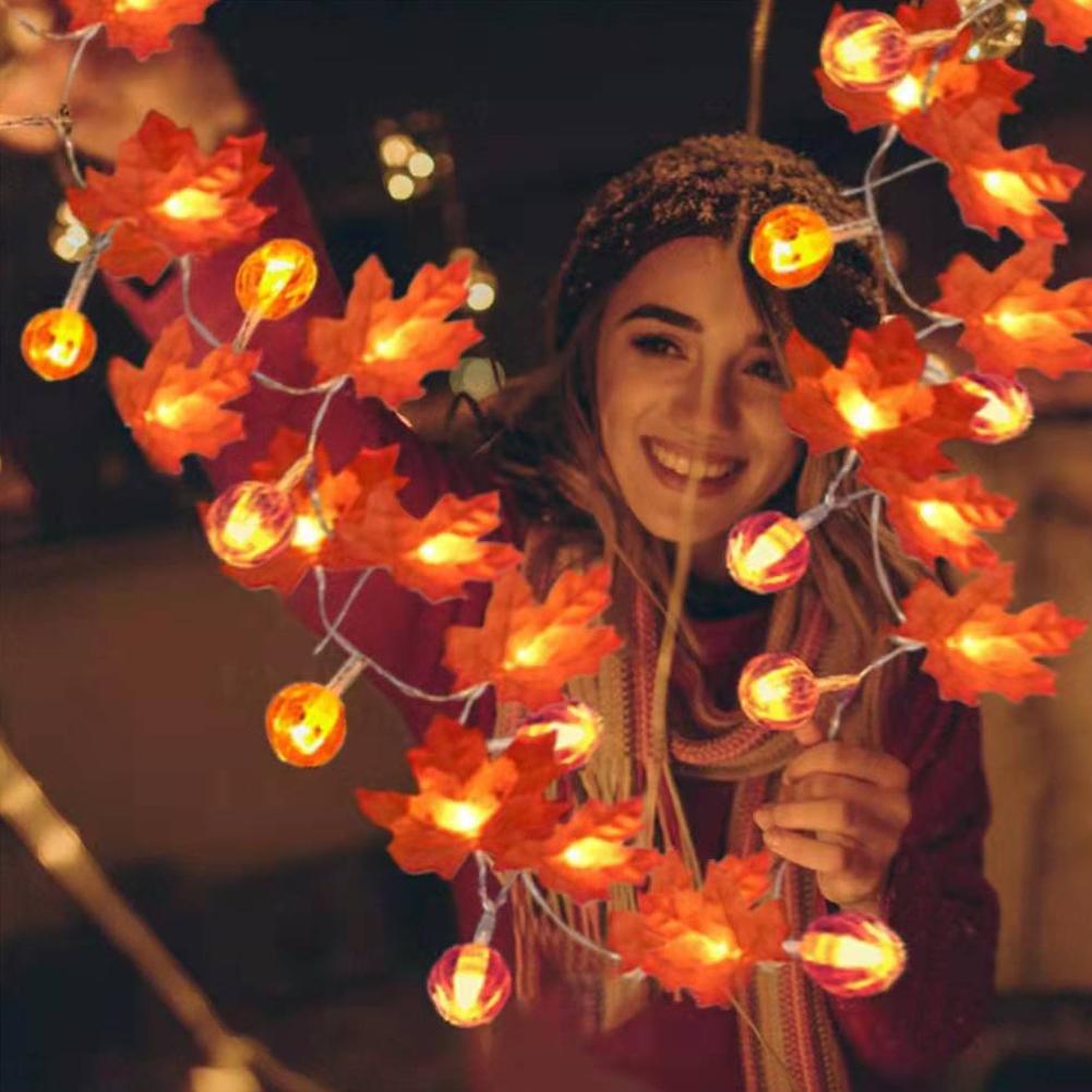 1.5M 3M 6M LED Pumpkin Maple Leaves Light String - USB/Battery Powered Fairy Lights, Solve Power Limitation, Bright & Durable