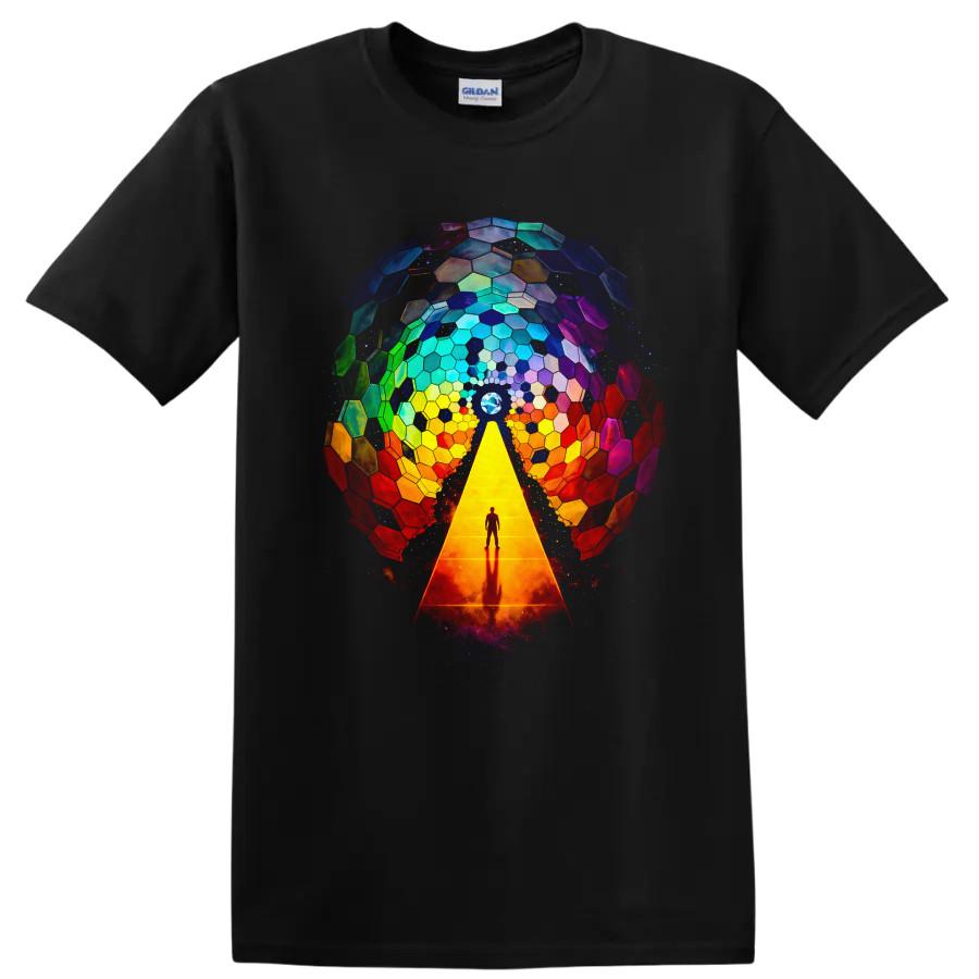 Colorful Hexagon Pathway T Shirt Vintage Classic Rock Album Cover Art Style Tee