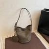 Korean niche ins suede suede surface retro bucket bag versatile shoulder messenger women tote bag