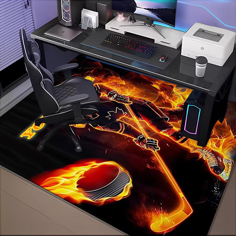 1PC Custom Name Hockey Player Artwork Theme Floor Mat Ideal for Living Room, Game Rooms, Office, Bedroom Floor Mat Playful Design