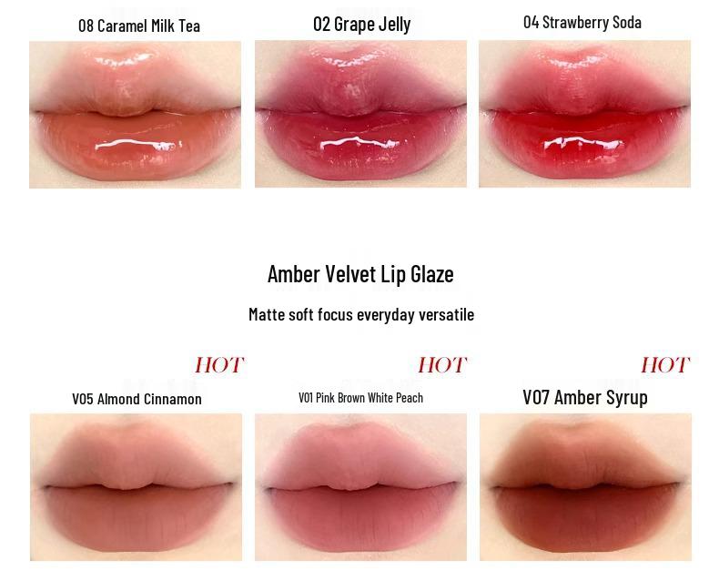Joocyee Amber Lip Glaze V05 Cinnamon & Mandarin Duck Milk Tea Lipstick - Moisturizing, Water-Light Finish