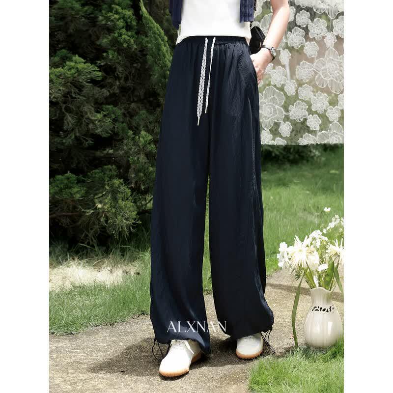 Women s High-Waisted Slimming Casual Pants L темно-синий