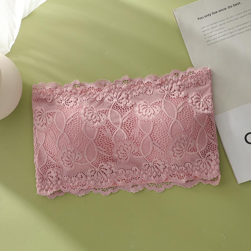 Damen Spitze Trägerloses Bandeau Nahtloses Blumenspitze Unsichtbares Push-Up Bralette Sexy Rutschfestes Schlauchoberteil für den täglichen Gebrauch