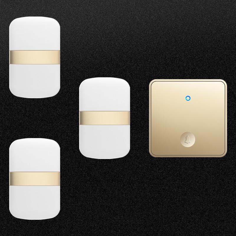 Wireless Self-Powered Doorbell with Ultra-Long Range and Large Button for Home золотой