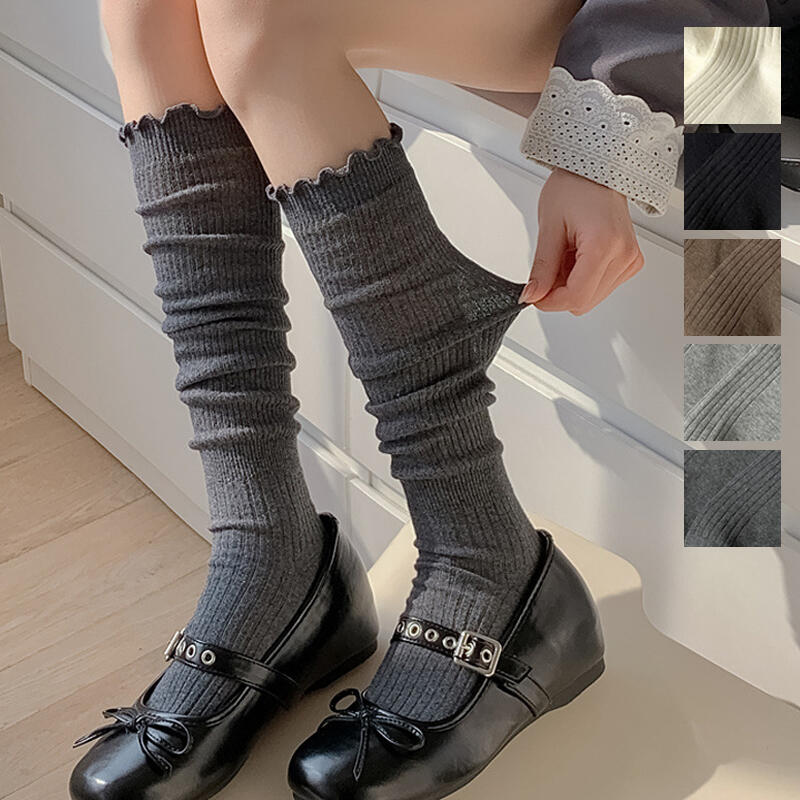 Ranbi Muji Golji Длинные носки Свободные носки с оборками ivory