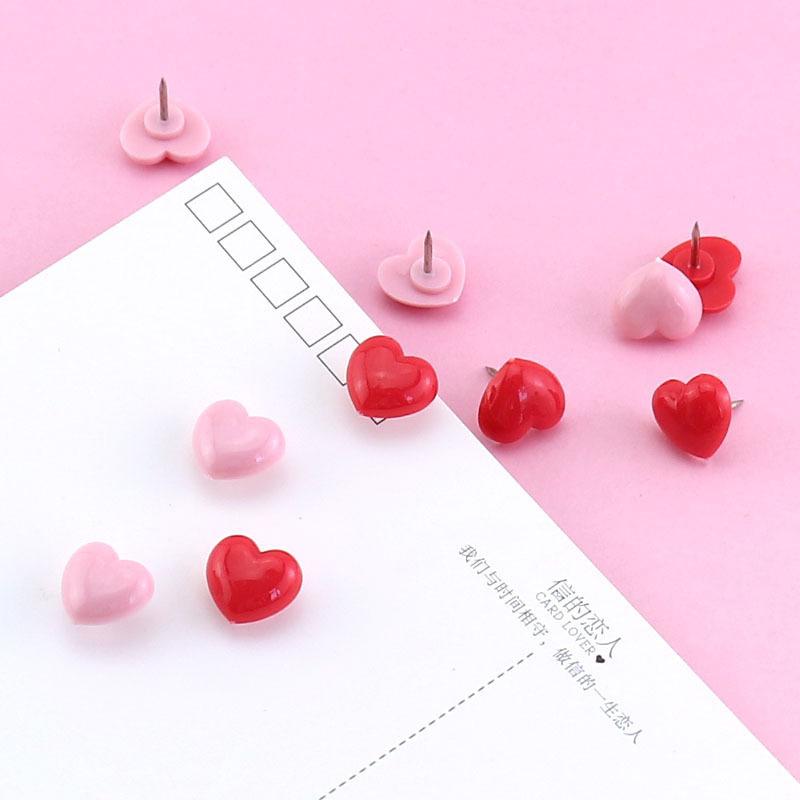 Ins Love Heart Shape Push Pins Safety Colored Push Pin Cork Board Thumb Tack Wall Pins School Stationery Office Binding Supplies