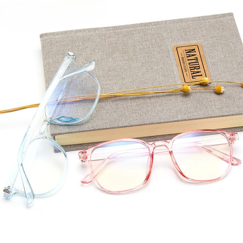 Retro Mens Glasses Frame Fashion Computer Eyeglasses Frame Women Anti-blue Light Transparent Clear Pink Plastic Frame