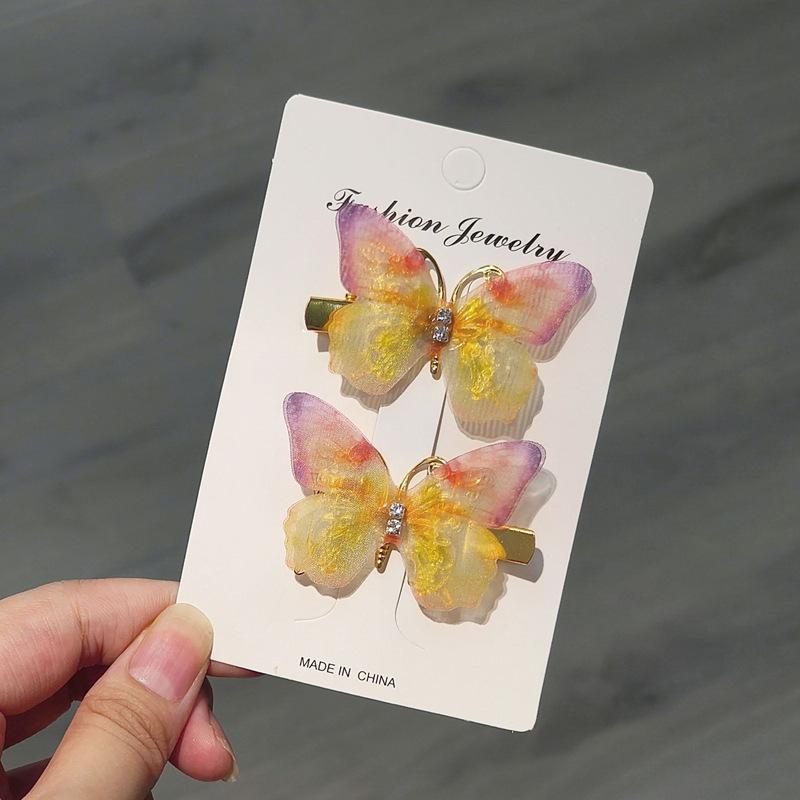 3D Gradient Butterfly Hair Clips for Girls, Rhinestone Hair Accessories for Kids