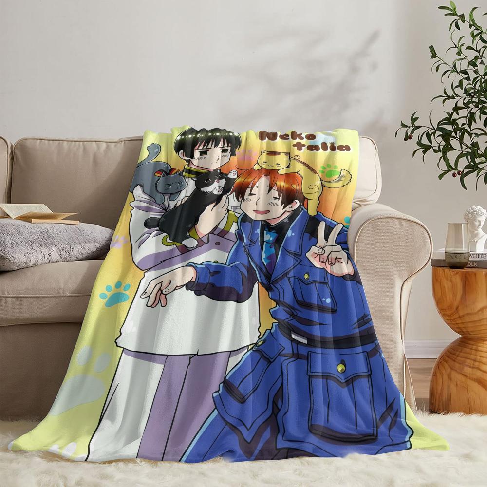 H-Hetalia Axis Powers Coperta Morbida in Flanella Coperta Estiva Leggera Accogliente per Sonnellino su Divano Letto Viaggio
