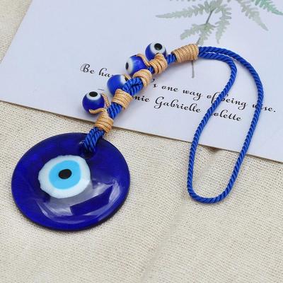 2pcs Blue Evil Eye Decor Hanging Turkish Nazar Bead Pendant Decorative Lucky Turkish Eye Keychain Feng Shui Hanging Decoration for Home Office Car
