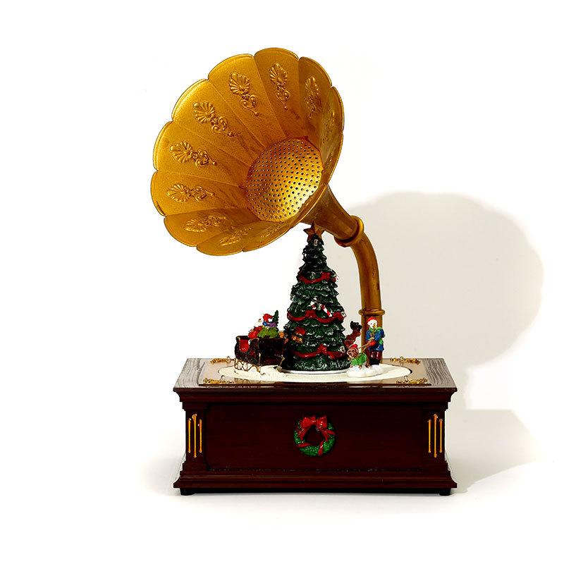Christmas Music Box Record Player Rotating Light with Music Bar Cafe Display A Christmas Gift