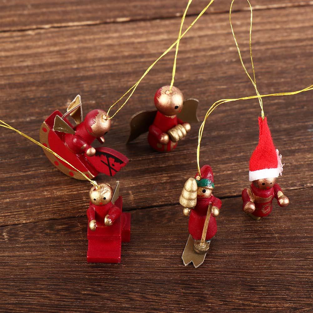 12 pezzi Pendenti da Appendere per Albero di Natale in Legno Riutilizzabili Pendente Babbo Natale Burattino di Natale Festa