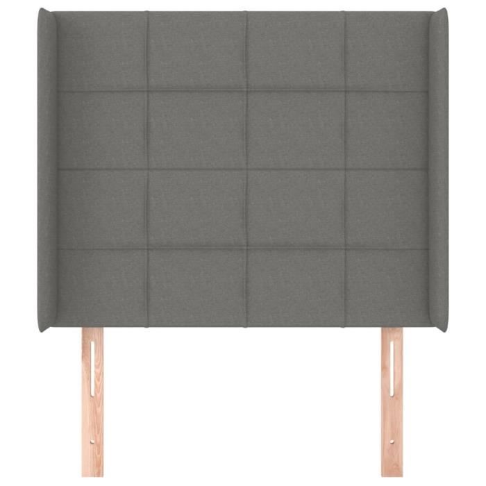 VidaXL Tête de lit avec oreilles Gris foncé 93x16x118-128 cm Tissu3119563