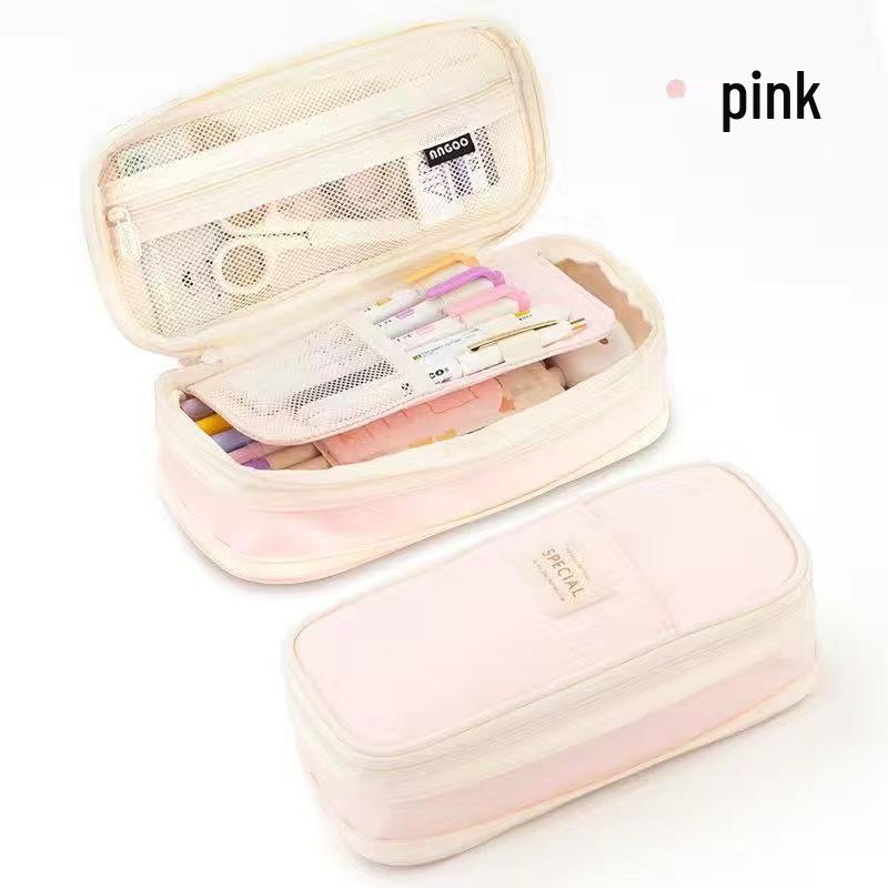 Macaron Multi-layer Pencil Case: Large Capacity, Pure Color Stationery Box for Boys and Girls in Junior High & High School