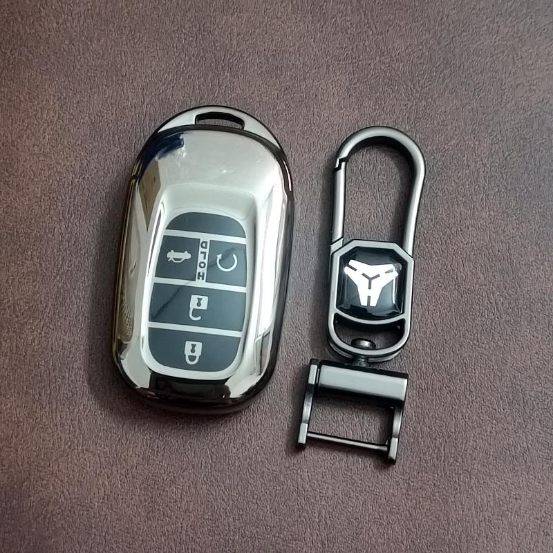 Titanium Gray For Honda Accord Civic Hr-V Cr-V Pilot Sport Si Ex Ex-L 2 3 4 5 Button Car Key Case Cover Protector