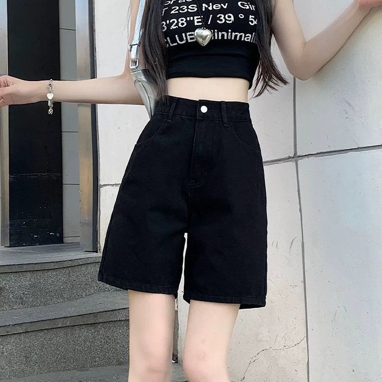 

Women s Loose Wide-Leg Jeans, Thin Retro Blue High-Waisted Versatile Capri Pants, Casual Sports Shorts Vintage Streetwear Denim Shorts 2XL