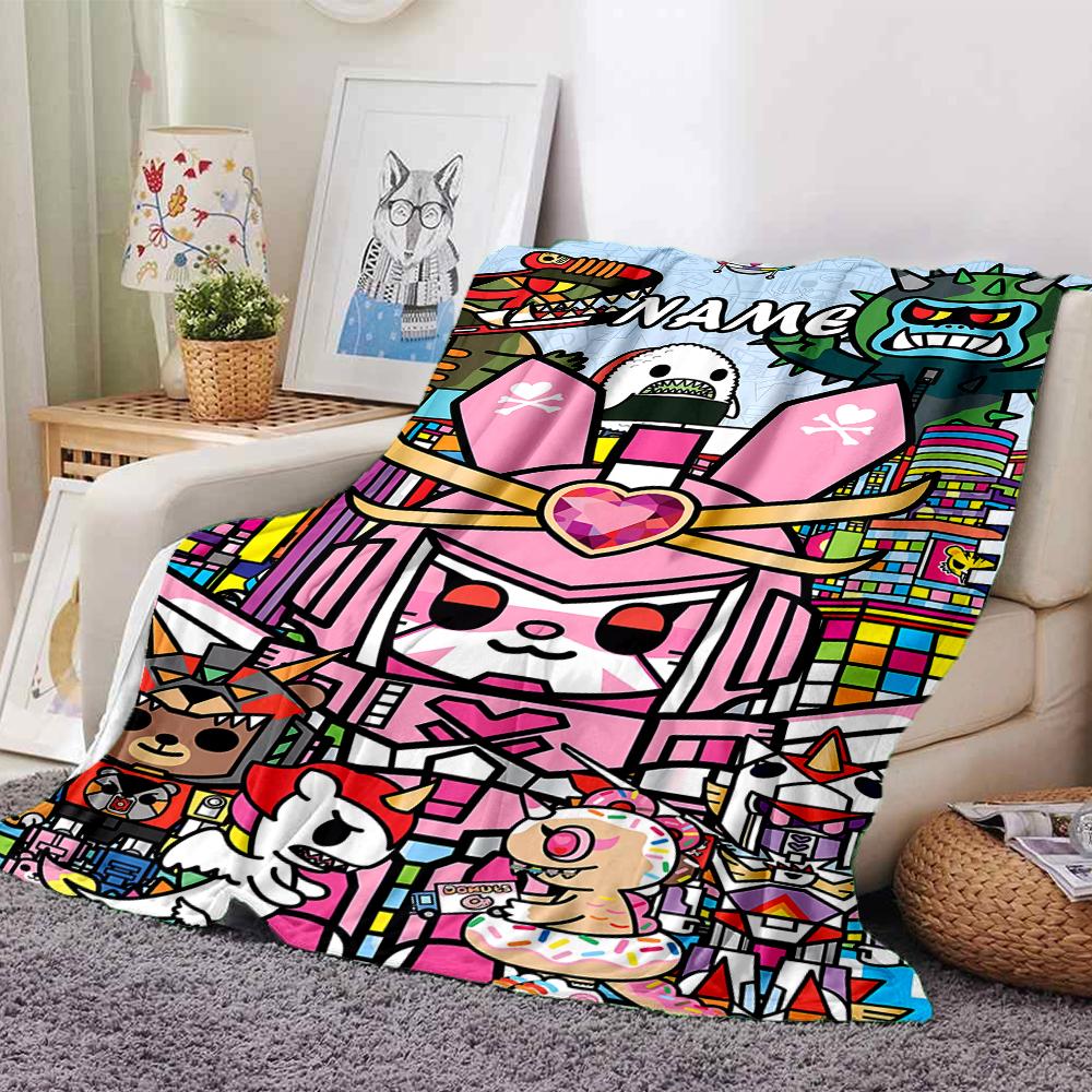 Custom Name Tokidoki Theme Printed Blanket - Perfect for Couch, Bed, Travel & Outdoor Use | Machine Washable, Cozy & Durable.
