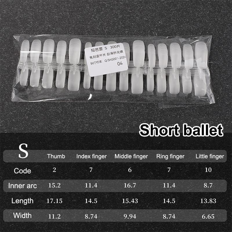 300 Pcs/Bag Fake Nail Tips Matte Coverage Transparent False Nails Tips Gel Nails Extension Diy Practice Nail Tool