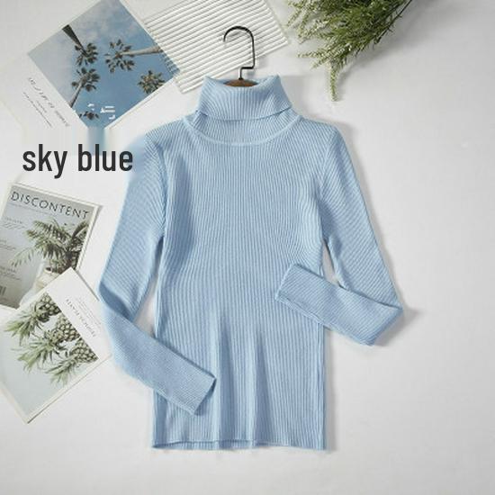2025 Autumn/Winter Women's High Neck Pullover Sweater, Long Sleeve, Slim Fit, Solid Color Knitwear