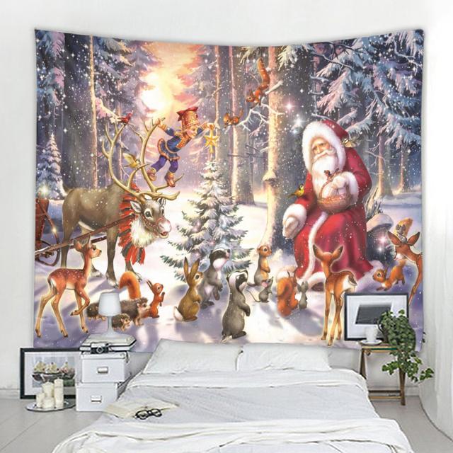 Santa Claus Decoration Tapestry Home Decor Tapestry Mandala Boho Hippie Wall Tapestry Christmas Party Background Tapestry