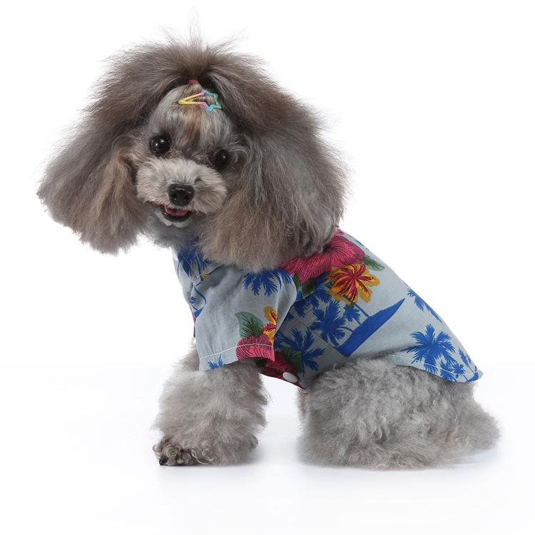 Spring and Summer Daisy Print Shirt Pet Hawaiian Shirt Pet Dog Clothes Pet Dog Beach Plaid Shirt