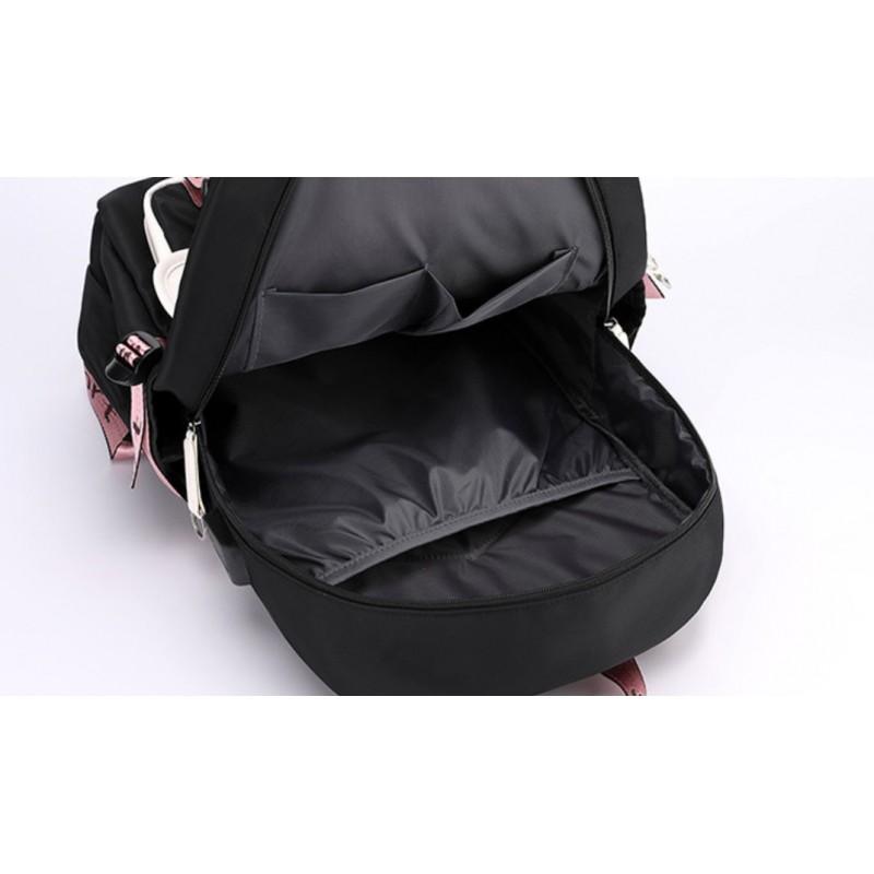 Universal Sport School Backpack with Keychain and USB Black School