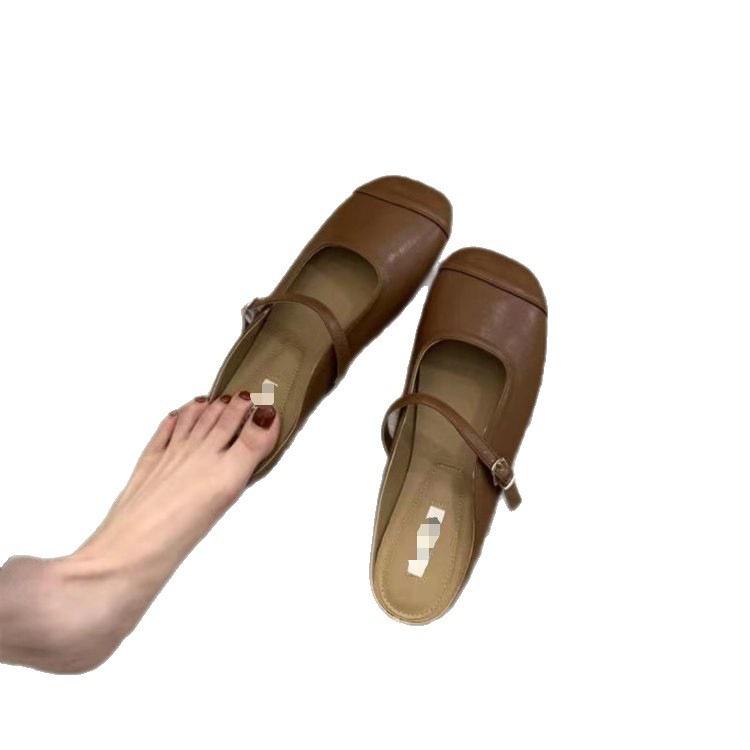 French Xiaoxiangfeng Doudou Shoes Retro Mary Jane Slippers Spring and Summer New Shallow Single Shoes Lightweight