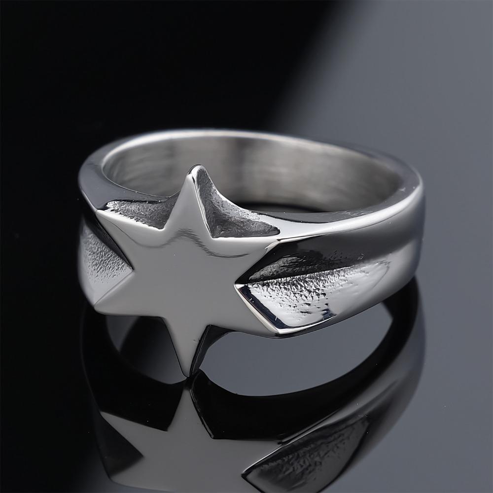 Vintage prsten z titanové oceli s hexagramem Stylové hypoalergenní unisex šperky