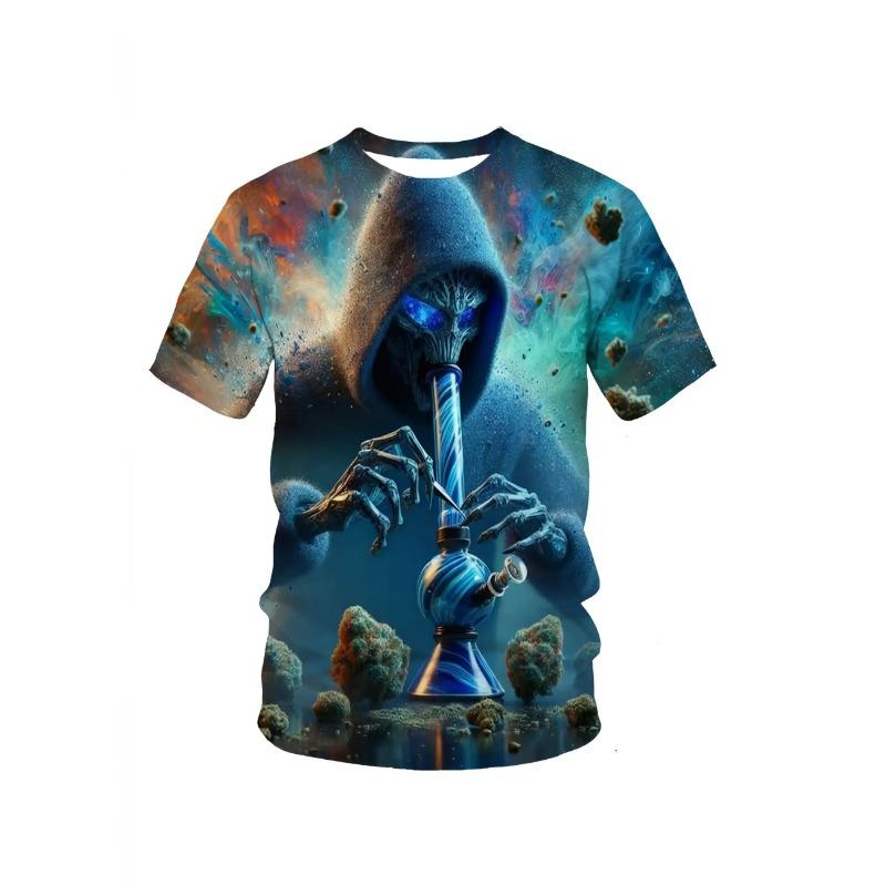 Men's 3D Lion Graphic T-Shirt - Black with Golden Flame Design, Lightweight Summer Casual Round Neck Short Sleeve Tee,