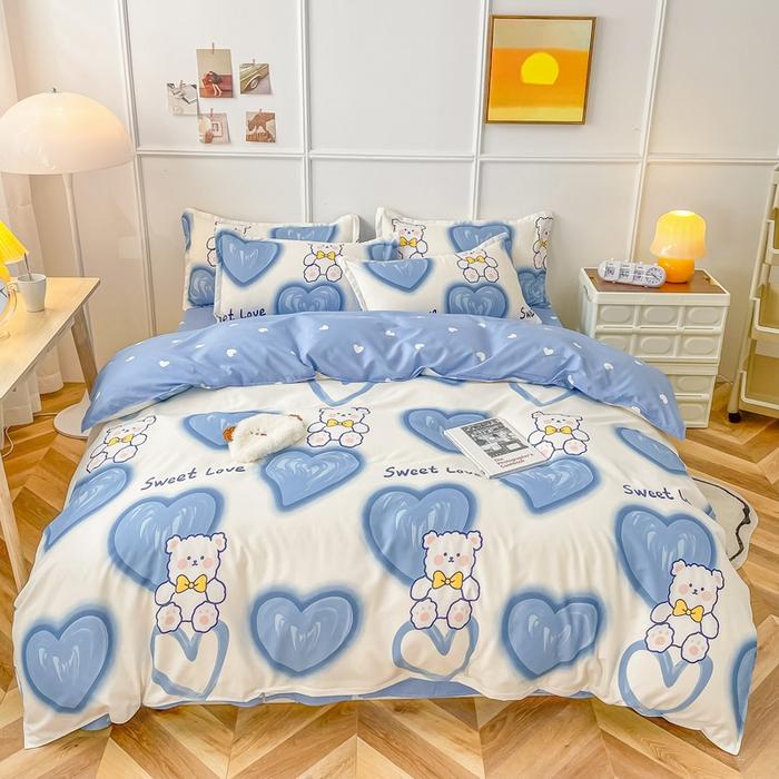 Cute Bear Duvet Cover Set Cozy Cartoon Bedding Set With Zipper Comfortable Breathable Reversible Comforter Cover For Girls Teens