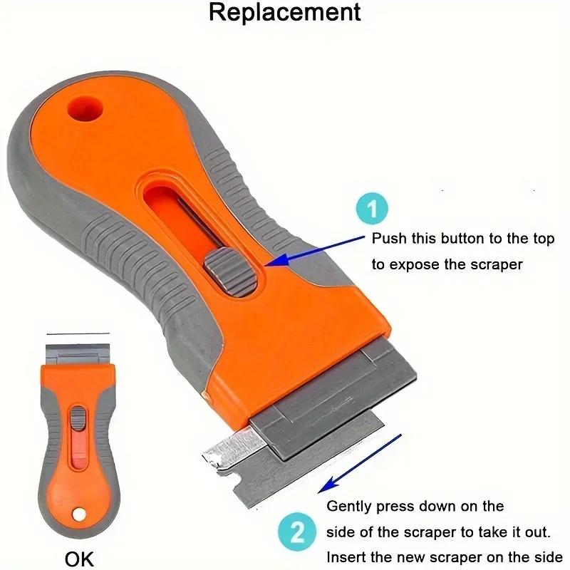 Glue Removal 1 Set Blade With 10 Blades, Telescopic Adjustment Knife, Cleaning Scraper Tool For Removing Labels,Stickers,Paint
