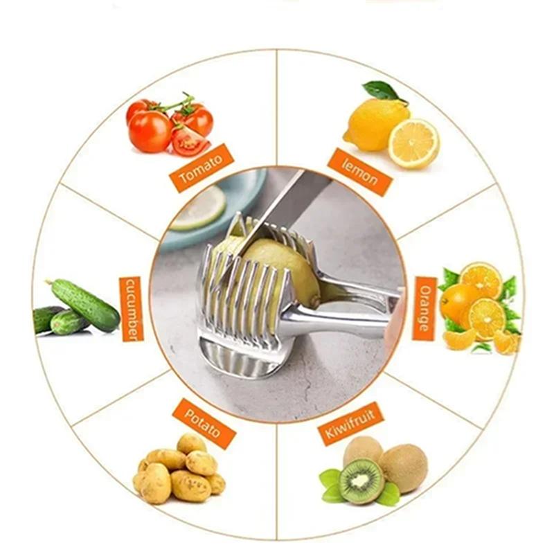 Kitchen Handheld Orange Lemon Slicer Tomato Stainless Steel Cut Clip Fruit Slicer Onion Slicer KitchenItem Cutter Accessories