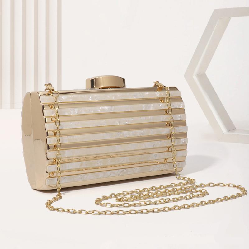 2024 New Pattern Dinner Single Shoulder Bag Satchel High Archives Banquet Hand bag Wallet Striped Acrylic Clutch Bag