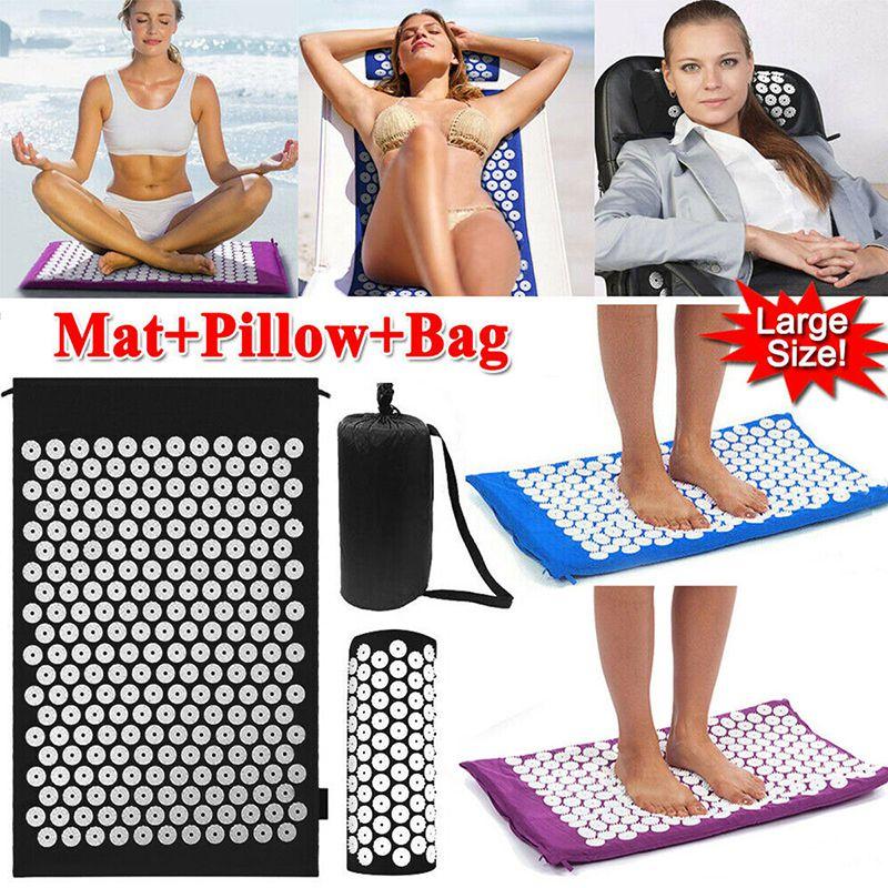 Base Yoga Acupressure Massage Mat  Pillow Spiky Pain Stress Soreness Body Relax