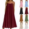 Damen Casual Ärmelloses Plissiertes Träger-Midikleid Lockere Passform