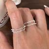 Women's Geometric Heart Layered Ring: Open, Adjustable, Irregular Hollow Chain Design for Index Finger