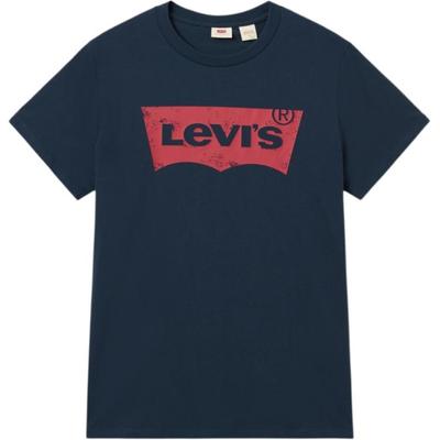 Levis Bequemes Lässiges Lockeres Rundhals-Kurzarm-T-Shirt Unisex T-Shirts Dunkelblau 002A0-0002