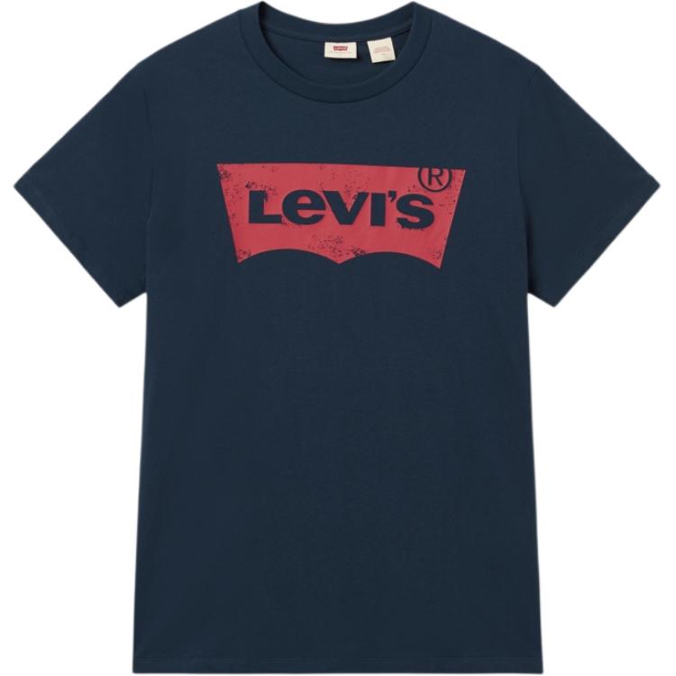 Levis Comfortable Casual Loose Fit Round Neck Short Sleeve T-Shirt Men T-Shirts Navy-Blue 002A0-0002